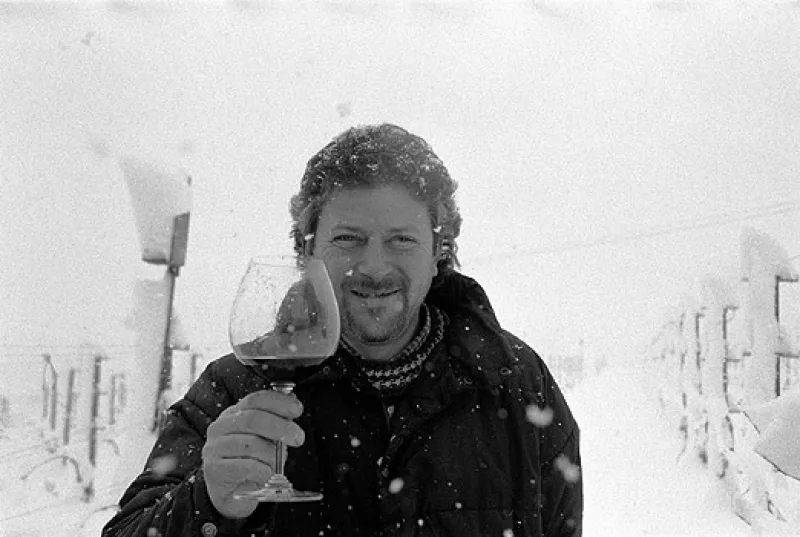 Reno Mossio im Piemont. Die Nebbiolo der Familie stehen offensichtlich oft im Kalten und bringen glasklarte Weine hervor