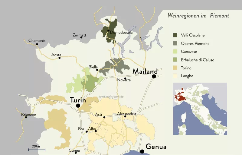 Die Weinregionen im Piemont