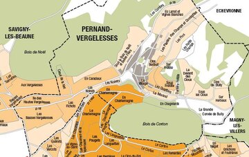 Die Lagen von Pernand Verglesses auf der Karte